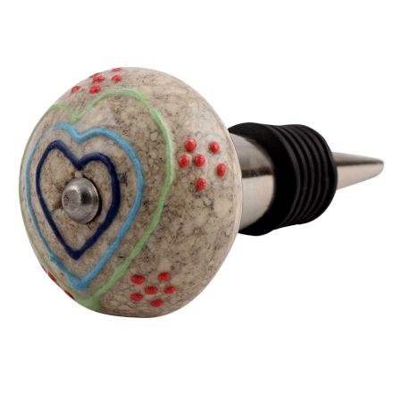 Colorful Hearts Crackle Ceramic Wine Stopper (Pack Of One Piece)